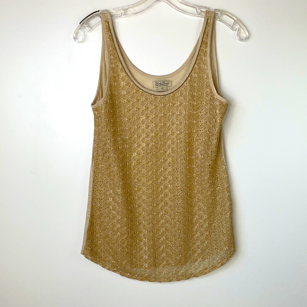 Lucky Brand Gold Lace Tank Top Size XS
